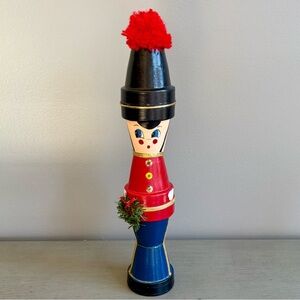 VTG Handcrafted Nutcracker Christmas Painted Ceramic Pots Wreath Holiday 13.5"